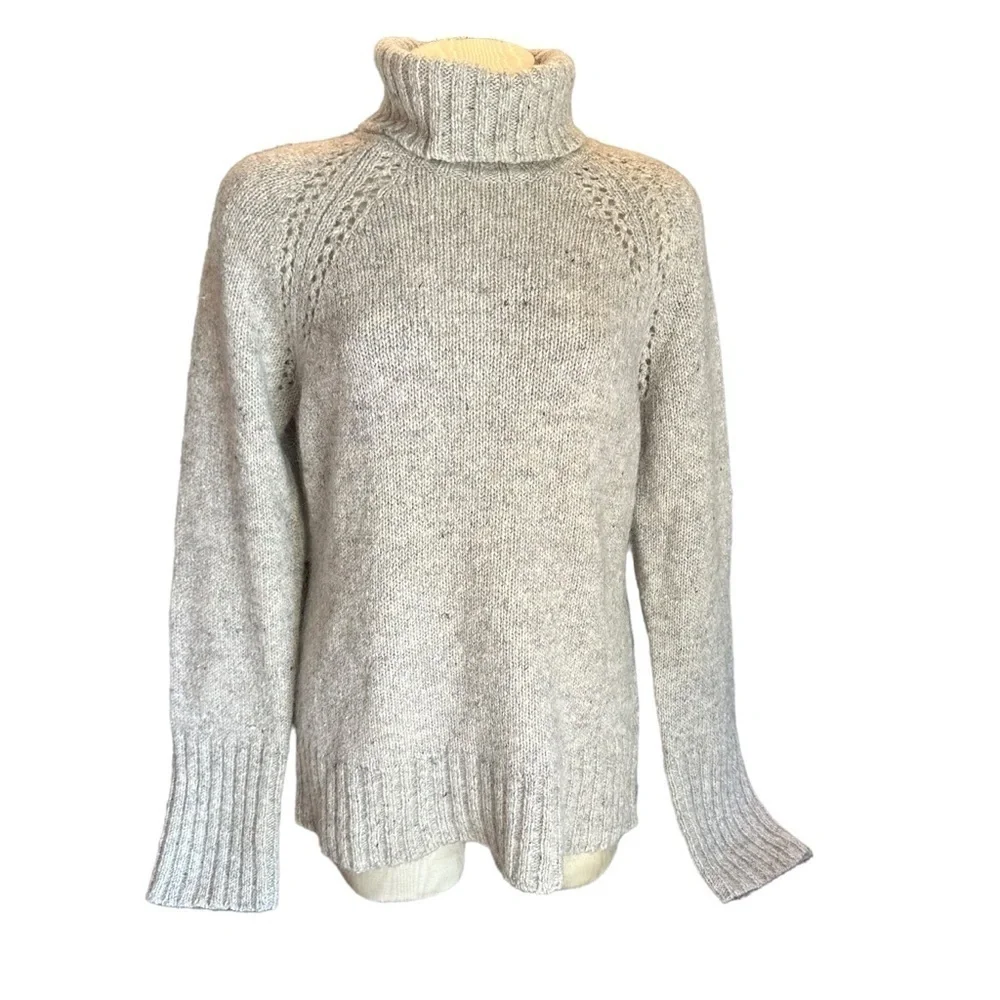 Ann Taylor LOFT Wool Mohair Beige Turtleneck Sweater Size Large - Picture 3 of 8
